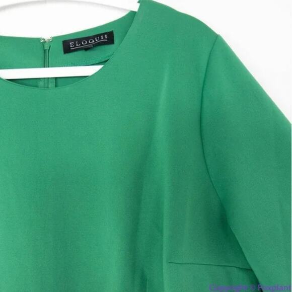 NEW Eloquii green scuba dress flare sleeves, size 22 - Picture 13 of 14